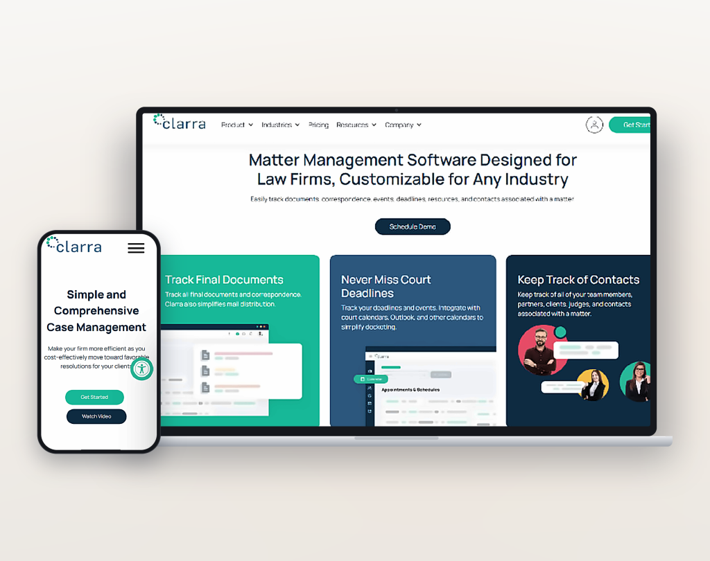Clarra on desktop and mobile